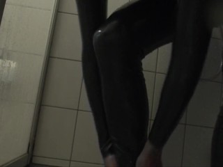 Get in Zipperless Neckentry Catsuit under Shower