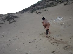 38dd tits teen slut walks naked on beach