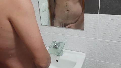 Mirror Wank And Cum