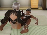Preview 4 of 2B does a footjob on 9s penis