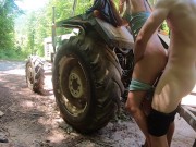 Preview 6 of Fit babe fucked outdoor on a tractor - multiple orgasm - MagicMintCouple