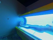 Preview 4 of Arabic Slut has Orgasm in Public Tanning Bed