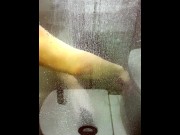 Preview 3 of Tried banging my sissy ass into BBC dildo against the shower glass