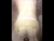 Preview 6 of Tried banging my sissy ass into BBC dildo against the shower glass