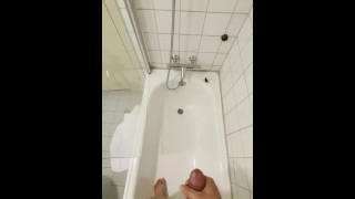 Huge cumshot in bathtub