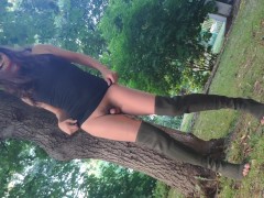 Sexy Asian Tgirl Ponyboy Walking Around In Public Area And Showing Her Girly Body