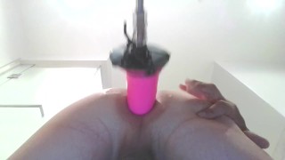 Ass Pounding With New Pink Dildo