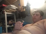 Preview 5 of Fat ass jerks dick before bed and cums in own mouth