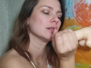 HotMilf Slobbering_Blowjob, Cum with Ahegao Face - LittleMaryLove