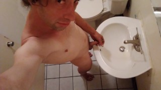 Peeing In The Sink And Stroking