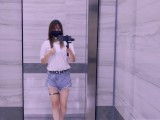 Crossdresser | Trap Girl Dick Flash With Short Jeans, And Jerk off In Public Toilet