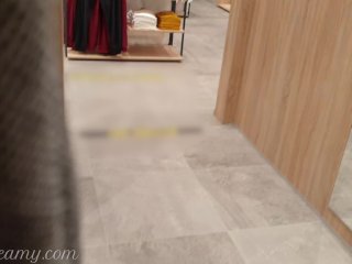 Public sex - Hot teacher_flashing and sucking my dick_in the mall dressing room 4K - MissCreamy