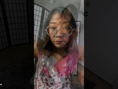 Fruit print clothes try on Amateur youtuber lingerie crop tops