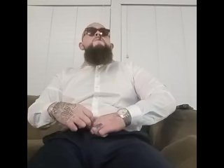 Dad stroking his cock and smoking