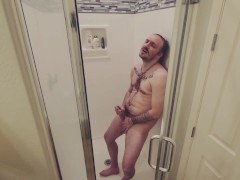 Tattoos and Piercings Alt Goth Daddy Masturbates in Shower Solo