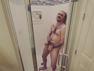 Tattoos andPiercings Alt Goth_Daddy Masturbates in Shower Solo