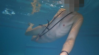 Swim Naked And Use A Metal Cockring And Plug