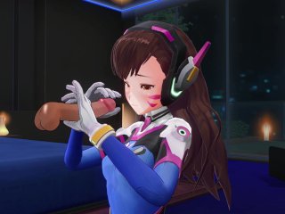 3D HENTAI D.VA jerks off your cock in the penthouse