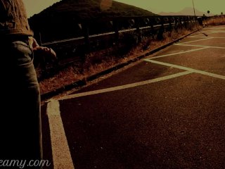 Dick flash - A girl caught me jerking off_on the street and help me cum - MissCreamy