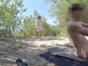 Preview 1 of I show my hard cock to a girl on the beach... she comes and jerks me off