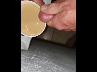 Prepping Wife Coffee with Fresh Cum and Frozen Cum Cubes