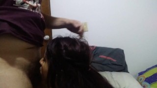 Colombian give a blowjob to niegbor