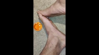 uGLY feet got CauGHT in BBC CUM NASTY CLoSe UP 