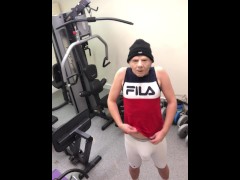 I'm filmed by  CAMERA at the GYM ** getting my COCK OUT **