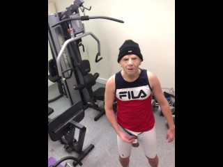 I'm Filmed by CAMERA at the GYM ** getting my COCK OUT **