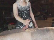 Preview 2 of Femdom wraps sub in saran wrap and is slowly edged