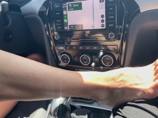 Screen Capture of Video Titled: POV MILF foot tease and Handjob while driving