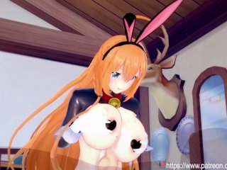 Princess Connect - Reverse Bunny Girl Pecorine_Titjob and Anal Creampie