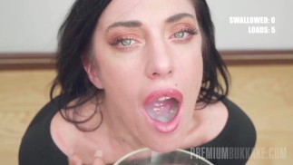 PremiumBukkake - Sabrina Ice schluckt 50 riesige Bissen voller Cumshots