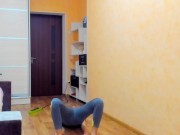 Preview 6 of Sexy brunette Myla_Angel. Gymnastics in sportwear and naked, tits sucking, naked walking!