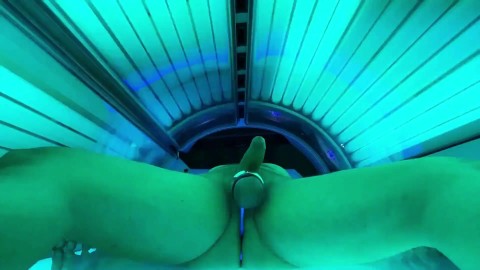 Ruined orgasm while plugged and stretched at local solarium