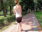 Preview 1 of Public walking in total transparent skirt