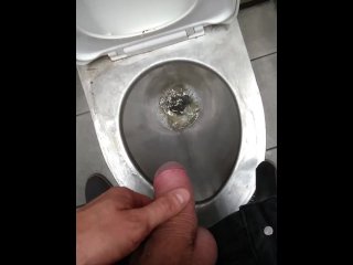 pissing, public toilet, muscular men, deep voice