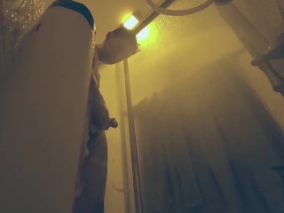 guy gets worked up in the shower and touches himself almost cumming on the camera!