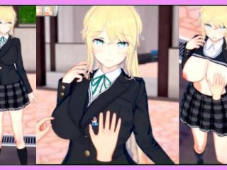 [hentai 3d Game Koikatsu! ]rubbing the Boobs of a Blonde Big Breasts Returnee. (Anime 3DCG Video)