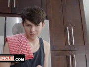 Preview 1 of Tiny Innocent Boy Can't Resist The Muscular Plumber And Eats Him Out Before Taking His Hard Cock