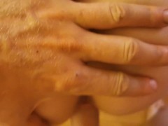 MILF watching porn bent over table cum shot