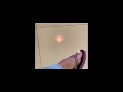 Goddess Kiffa - Sexy Exibicionism dangling with purple havaianas flip flops in the waiting room