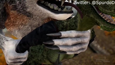 Argonian has fun with a werewolf Skyrim porn 3D monster Hentai