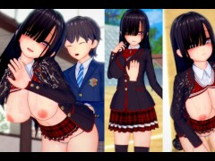 【エロゲーコイカツ！】性格ヤンデレの前髪ぱっつん黒髪ロング爆乳jkのおっぱい揉みまくりH！(アニメ3DCG動画)[Hentai Game Koikatsu! Anime 3DCG video]