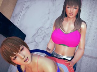 lesbian fighters, butt, hitomi vs kasumi, lesbian
