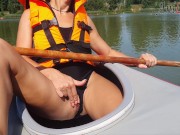 Preview 5 of PRETTY WOMAN PUBLICLY PLAYS WITH HER PUSSY ON A KAYAK AT GREAT RISK OF BEING CAUGHT!