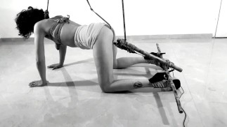 Subspace: Part 2/3 | Sub Train - Neck tie, Gag ball, Anal hook, magic wand Bondage ON HER KNEES