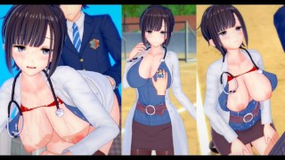 Eroge Koikatsu Caressing A Large-Breasted Health Teacher's Breasts While She Stands Handjob Blowjob Titty Fuck