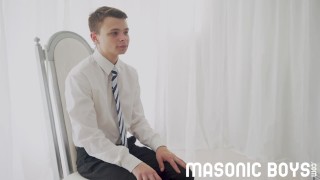 MASONICBOYS - Austin Young first time fingered and jerked by German daddy