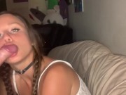 Preview 4 of Braided school girl slut sucks hugs cock gets cummed on